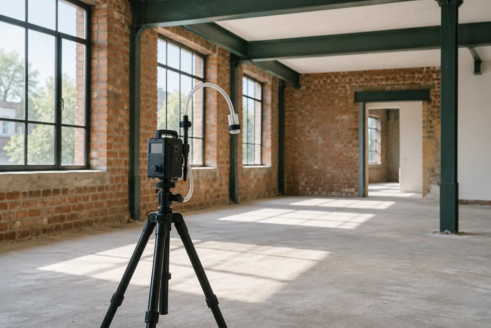 Air sampling equipment in an unoccupied commercial room